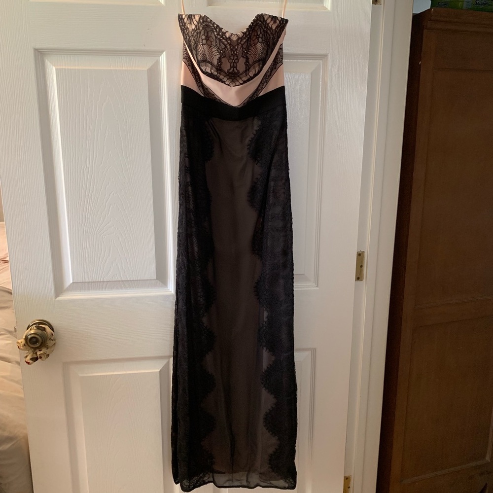 Ted Baker Hanya Black Blush Lace Gown Strapless 0